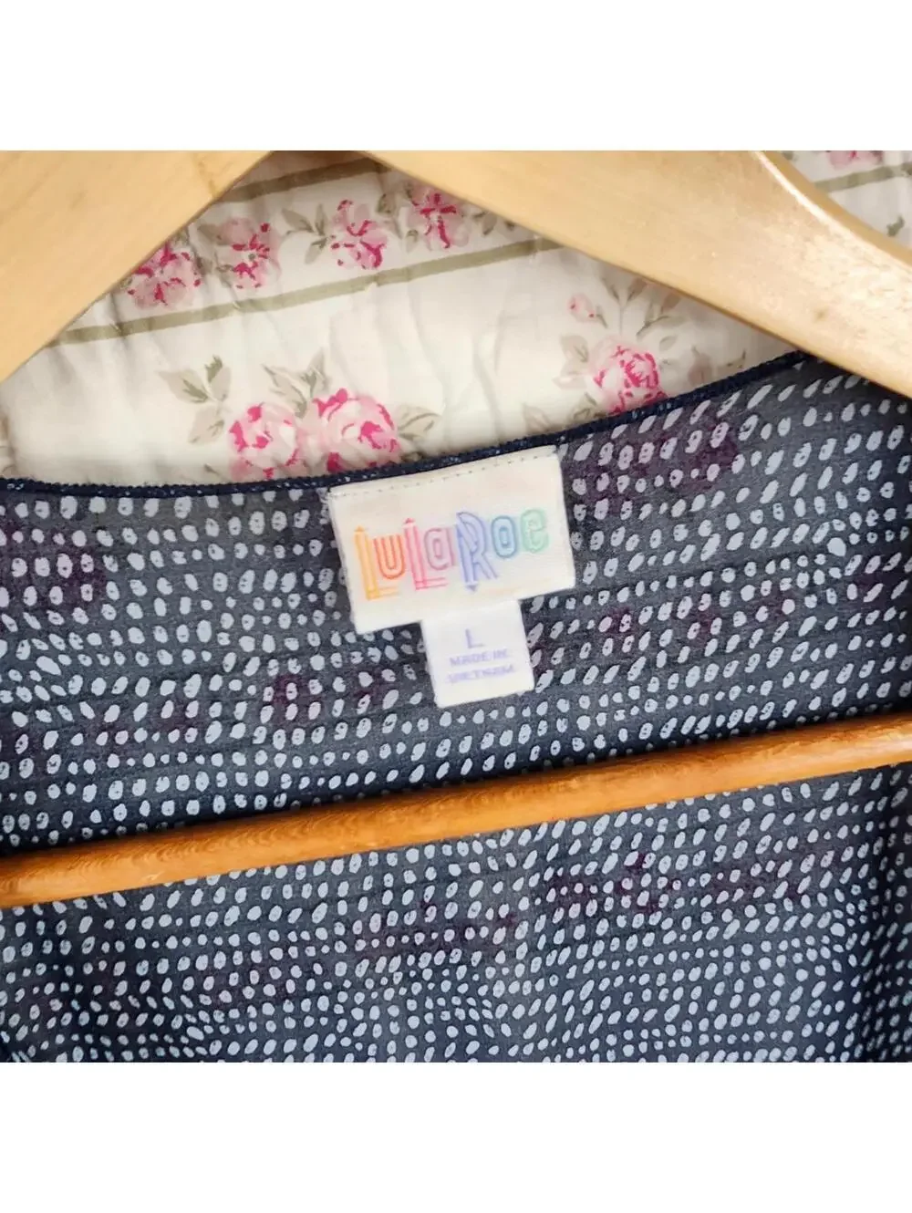 LuLaRoe Fringed Kimono Cardigan Large Blue Dot Lightweight